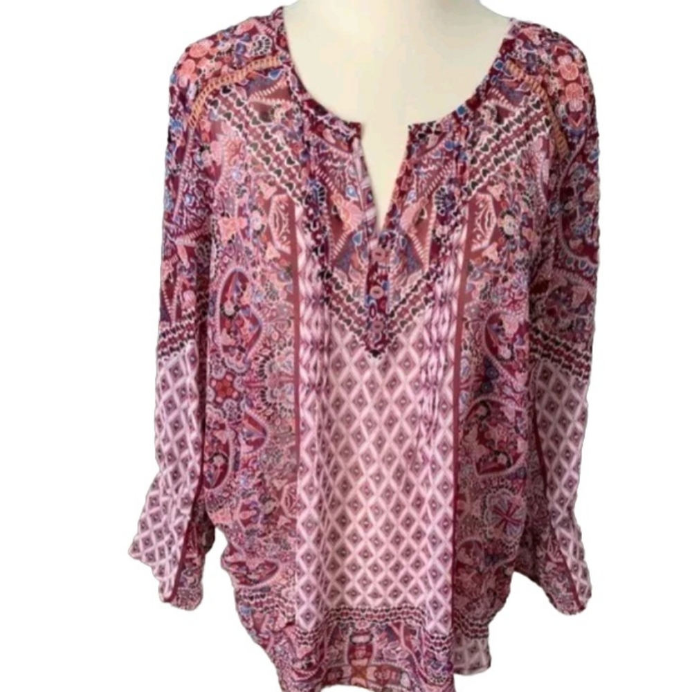 Style & Co Autumn Retreat Boho Blouse NWT~1X ⭐️host Pick⭐️